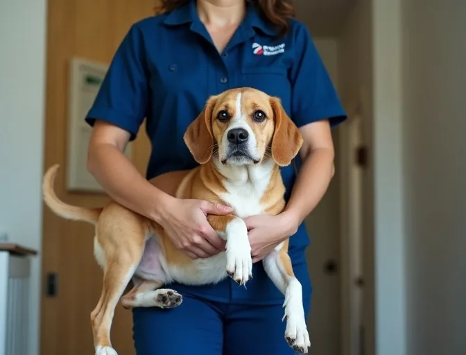 Technician respectfully transporting a deceased dog in Bonbeach